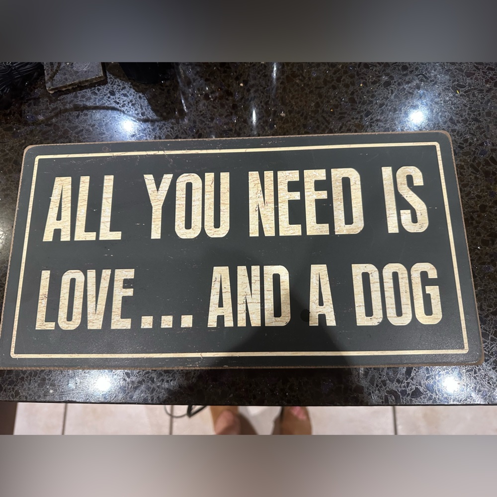 World Market | Farmhouse shabby chic Wood Dog Sign